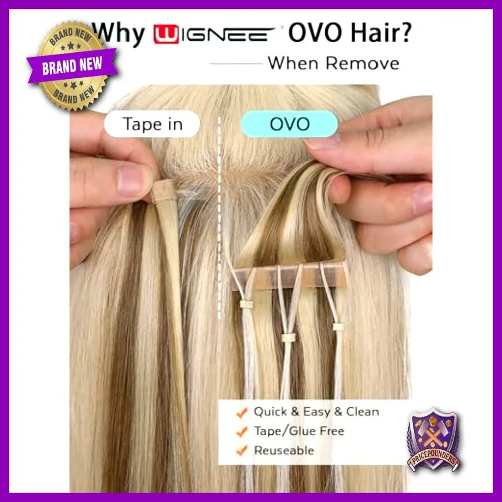 Human Hair Extensions 18 Inch Glue-Free Weft Micro Beads Volume